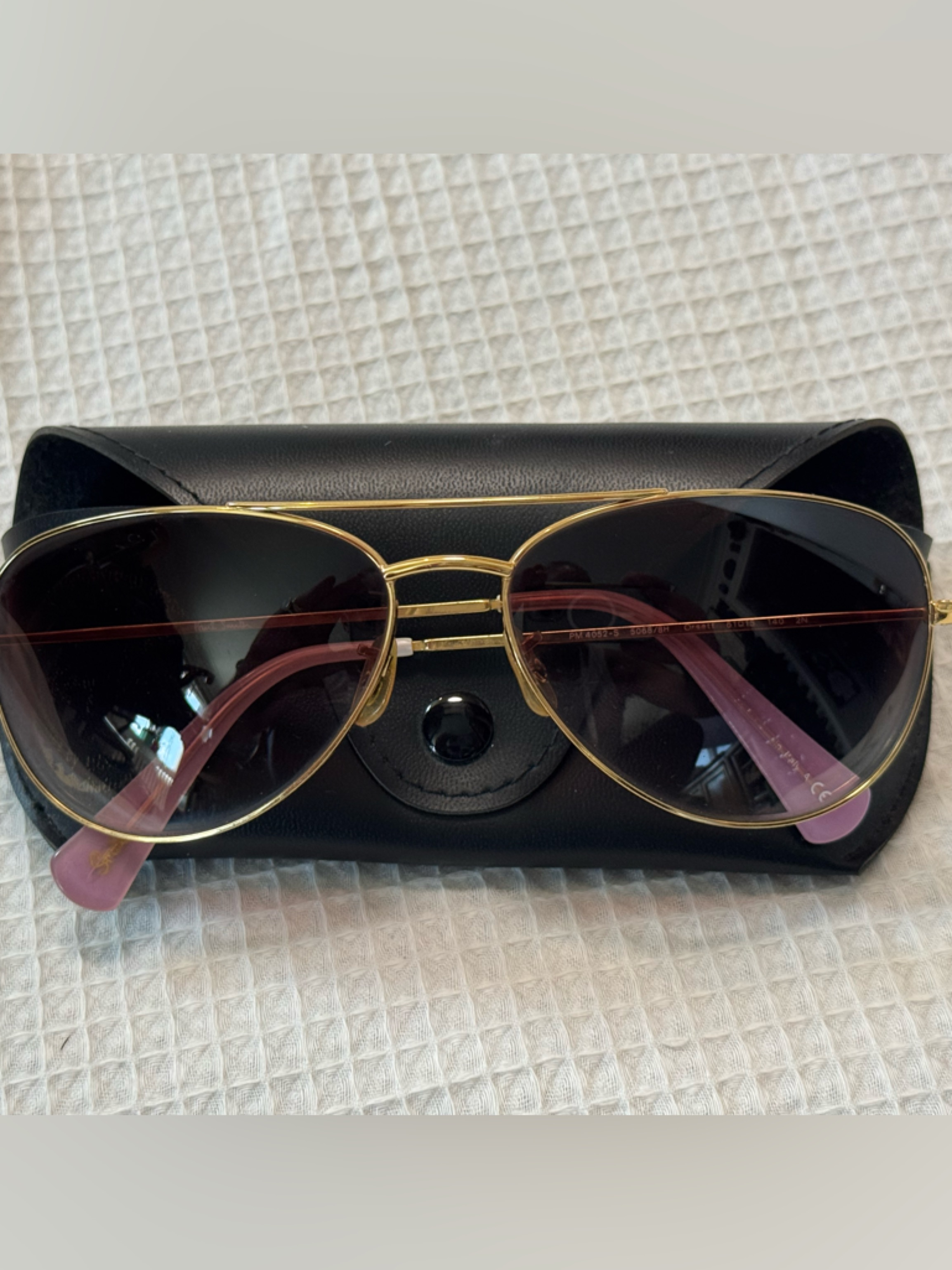 Paul Smith Aviator Gold Frame Sunglasses With Pink Temples - Designer Style